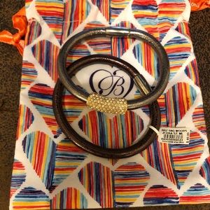 Brighton leather bracelets with cz bar charm.